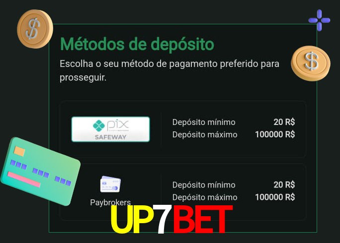 O cassino UP7BETbet oferece uma grande variedade de métodos de pagamento